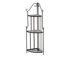 Siena Garden 875334 Stella Etagère d'Angle 3 Planches Acier Noir Aspect Mosaïque