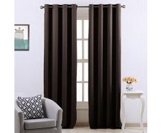 Rideaux Salon à Oeillets Occultants, Marron, L 140cm × H 240 cm, 2 Pcs. Isolant Thermique/ Tissu Polyester Reduire le Rayon UV et la Chaleur pour Chambre - de Ponydance