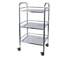 Étagère de bain, étagère de salle de bains bremermann®, étagère indépendante sur roulettes avec 3 tablettes
