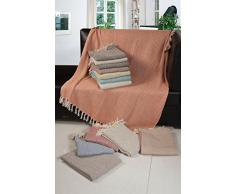 EHC tissé main simple réversible Jeté de Canapé Bras Housse de chaise, gris/naturel, 125 x 150 cm