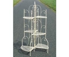 Meuble Etagère Escalier Bibliothèque Porte Plante en Fer Blanc 77x77x136cm