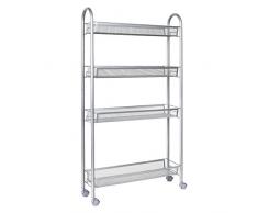 HOMFA Desserte a Roulette Chariot d'Espace Meuble de Rangement à 4 Roulettes Etagère de Rangement pour Chambre, Cuisine, Salle de bains