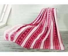 Gözze, plaid, microfibre, 150x200 cm, motif rêve d'hiver rouge, toucher agréable, chaleur, douceur et moelleux, souplesse et légèreté, objet de déco, idéal pour s'envelopper sur un canapé