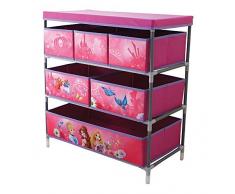Fun House 712674 Etagère avec 6 Casiers/Couvercle pour Enfant Métal/Polyester/Carton Rose 66 x 30 x 63,5 cm