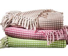 Plaid jeté canapé jacquard style vichy - Vert - T270x250cm