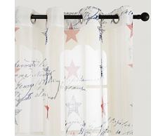 TopFinel Rideaux Voilages de fenêtre Bonnes Étoiles imprimées pour Salon Chambre,140cm(Longueur)x245cm (Largeur), à oeillets, un paneau