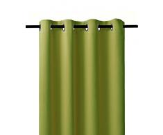 Ponydance Lot de 2 Rideaux Salon à Oeillets Occultants Isolant Thermique. 132×210 cm, Vert frais/ Tissu Uni Solid Lourd Polyester