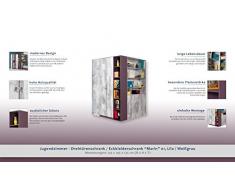Chambre d'adolescent - Armoire d'angle "Marin" 01, Lilas / Blanc-Gris - Dimensions: 135 x 195 x 135 cm (L x H x P)