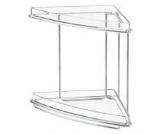mDesign armoire de salle de bain – étagère d'angle de salle de bain pour le rangement des produits cosmétiques ou des médicaments – meuble pour WC à deux étages – transparent