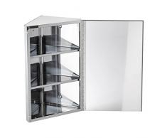 Lyndan - mural en acier inoxydable d'angle Miroir Armoire de salle de bain avec 3 étagères