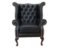 Chesterfield CRYSTALLIZEDâ "¢-Swarovski Elements style Queen Anne à haut dossier Fauteuil à oreilles en cuir Noir