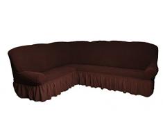 Couverture pour canapé d’angle 2 à 3 places, housse de canapé d’angle, plaid en 7 couleurs / jeté de canapé très élastique / Housse stretch pour canapé et divan MARRON VARIANTE A