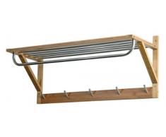 MSV 140643 Etagère Murale/Porte Serviettes Bambou/Laqué Nitrocellulose/Barres Inox 80 x 32 x 34 cm