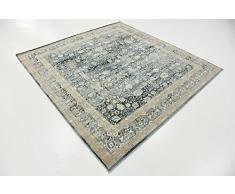 Moderne Country Manche de manche (6 'x 6') Tapis Zone Cambridge carré bleu foncé contemporain