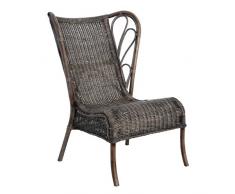 Fauteuil à oreilles SYLVIA en rattan noir - L 70 x l 82.5 x H 99