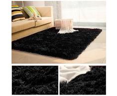 MultiWare Tapis De Salon Carpette Chambre Tapis Shaggy Carré Noir