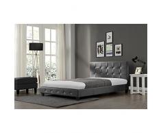 Concept Usine - Lit Notting Hill - Cadre de lit en simili capitonné Gris - 160x200cm
