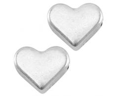 DQ perles perles de métal, cœur – zamak, plaqué or ou argent – 3 pcs. – 6 mm – Trou de européenne qualité Design – Enfilade horizontal – Couleur au choix, Silber