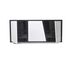 Enfilade 3 portes en MDF coloris Noir / Blanc - Dim : 160 x 39,5 x 75 cm - PEGANE -
