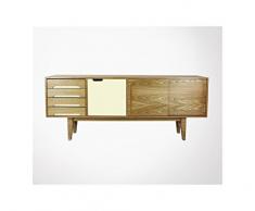 Enfilade KENSINGTON - 160cm - Couleur - Blanc cassé, Essence de bois - Noyer