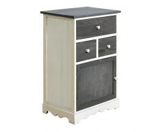 Rebecca Srl Meuble de rangement Armoire 3 Tiroirs 1 porte Bois Gris Blanc Shabby Chic Vintage Cuisine Entree (Cod. RE4327)