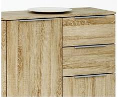 Enfilade 3 portes et 2 tiroirs coloris chêne brossé, L120 x P35.3 x H85 cm -PEGANE-