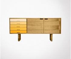 Enfilade HARMONIA - 130cm - Couleur - Jaune, Essence de bois - Chêne
