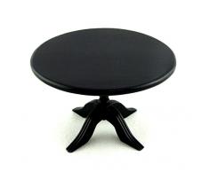 Maison De Poupées Miniature Mobilier De Salle À Manger En Bois Noir Rond Piédestal Table