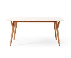 Table de Salle à Manger Design Vintage blanche et bois Dewarens Limmat