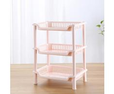 hibote 3 Niveau de petite taille Plastic Place Salle de bains étagère de rangement de cuisine toilettes étagère de stockage, 13 inch , couleur rose