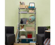 AmazonBasics Étagère sur roulettes 5 niveaux Chromé