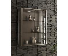 VCM 904123 Udina Vitrine Mural Bois Argent 80 x 60 x 25 cm
