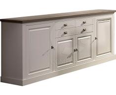 Ensemble salle à manger complète contemporaine coloris blanc porcelaine et truffe avec vitrine éclairée