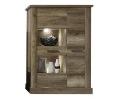 Maisonnerie 1417-035-26 Montréal Buffet Vitrine Chêne Foncé Claire LxHxP 106x149x42 cm