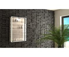 VCM 906109 Vitrosa Mini Vitrine Mural avec Eclairage LED Bois Blanc 90 x 59 x 18 cm