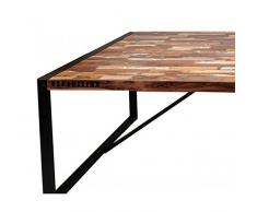 Indhouse-Table de salle à manger en fer forgé et bois recyclées