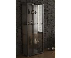 VCM 904127 Verona Vitrine Indépendante Bois Argent 176 x 67 x 33 cm