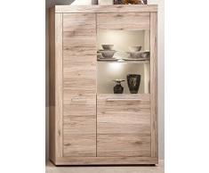 Maisonnerie 1505-037-87 Vitrine Armoire Chêne Sable LxHxP 97x37x150 cm