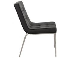 Alterego - Chaise capitonnée 'KOOL' noire en similicuir