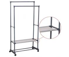 WOLTU SR0022-1 Penderie à vêtement ,Portant à vêtements sur roulettes,Vêtements télescopiques rack sur roues,extensible porte-manteau,83x39x161cm,Gris