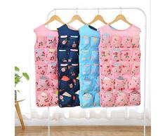 18 poches Armoire clair Porte murale de bain à suspendre Sac Caddy Chaussures Sous-vêtements Chaussettes de cintre Organiseur pour rangement Dressing 82 * 46 cm, Cerise Rose