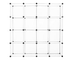 Finether 16-Cube Penderie Interverrouillage Storage Modulaire Organisateur Système d'Etagère Closet Armoire Rack avec Portes pour Vêtements Chaussures Jouets Livres Bibelots Stockage Translucide Blanc
