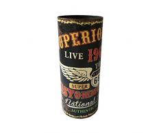 Mobili Rebecca® Porte-Parapluie Rangement Parapluies Marron Ronde Bois Canvas Vintage Couloir Entrée Maison Bureau (Cod. RE4831)