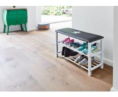 Store. It 670209 Banc à chaussures avec coussin d'assise – Vintage Print, métal/cuir synthétique, GRIS, 78 x 48 x 30 cm