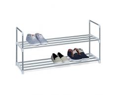Relaxdays Meuble à chaussures en métal HxlxP: 45 x 90 x 30 cm rangement pour chaussures avec 2 étages pour 8 paires, gris