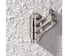 KES Porte-manteau mural 3 crochets pivotants Métal solide - Brushed Nickel