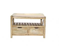 Rebecca Srl Banc Chaussures 2 Tiroirs Etagere Bois Beige Rustique Country Naturel Chambre Entree (Cod. 0-1614)