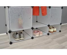 ts-ideen Armoire à vêtements Commode Meuble de rangement Entrée, chambre, salle de bains Blanc transparent
