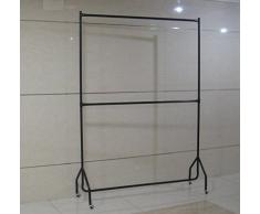 à deux étages Tringle à vêtements robuste vêtement à suspendre Rack en noir – Construction métallique (1,5 m de long x 2,1 m de hauteur)