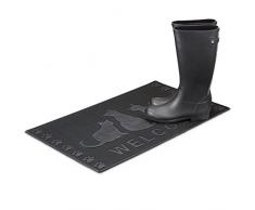 Relaxdays Paillasson tapis de sol antidérapant en caoutchouc chats résistant neige pluie aux intempéries design neutre porte entrée L x l 75 x 45 cm noir